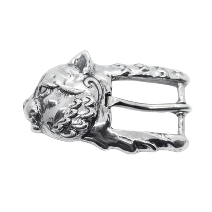 Cat Head Sterling Silver Belt Buckle