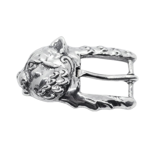 Cat Head Sterling Silver Belt Buckle