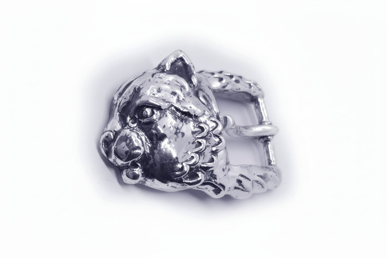 Cat Head Sterling Silver Belt Buckle