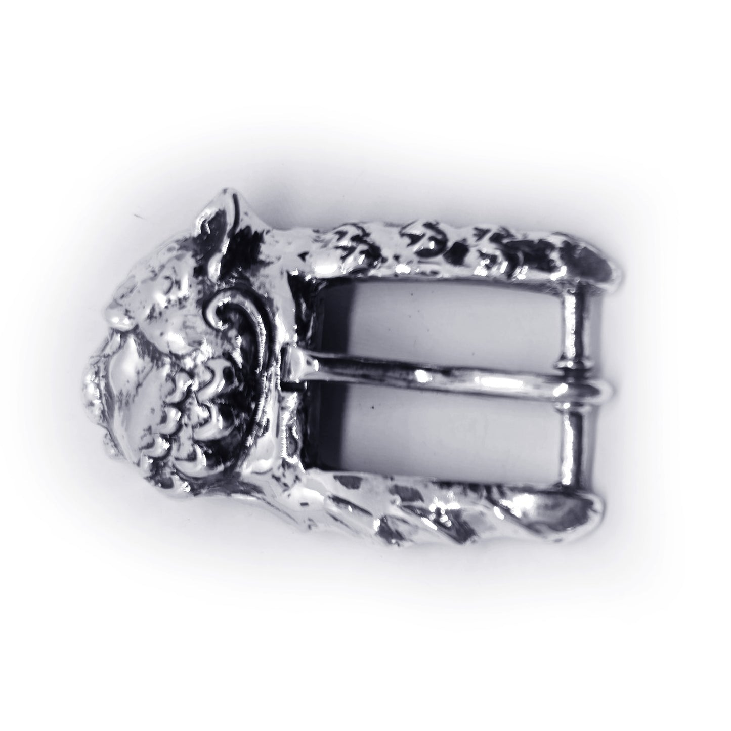 Cat Head Sterling Silver Belt Buckle