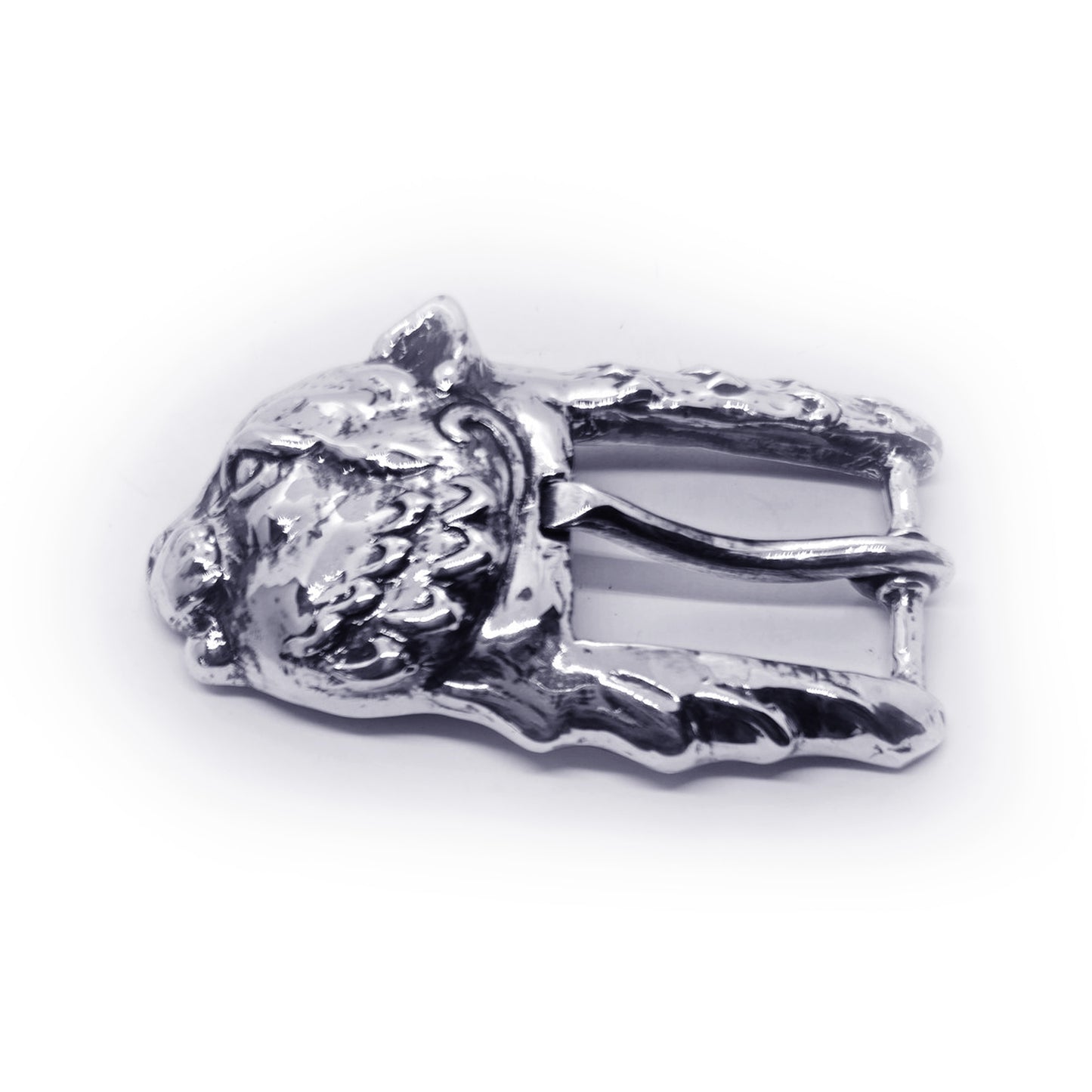 Cat Head Sterling Silver Belt Buckle