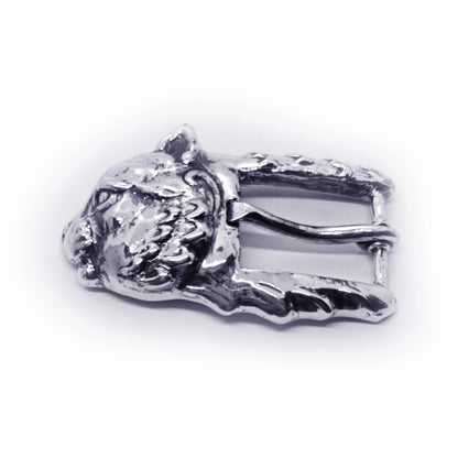 Cat Head Sterling Silver Belt Buckle