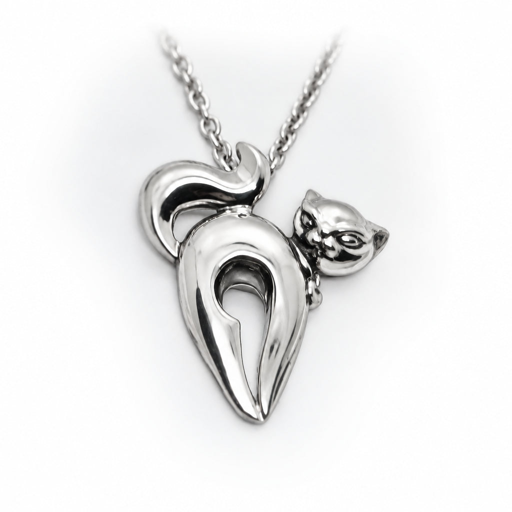 Cat Horny Looking Sterling Silver or Gold Pendant