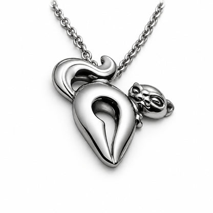 Cat Horny Looking Sterling Silver or Gold Pendant