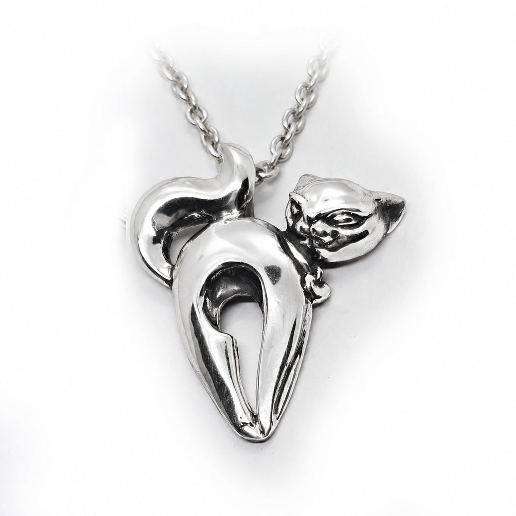 Cat Horny Looking Sterling Silver or Gold Pendant