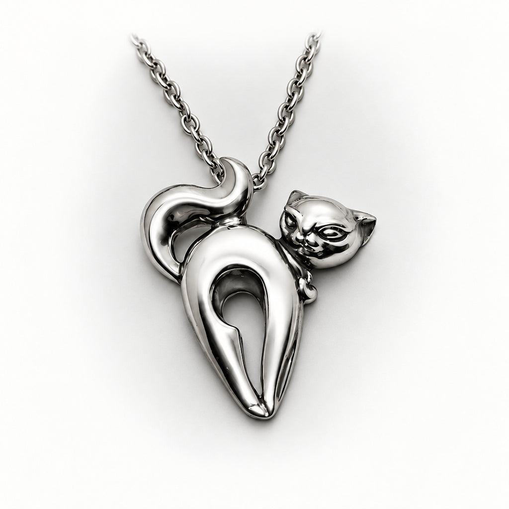 Cat Horny Looking Sterling Silver or Gold Pendant