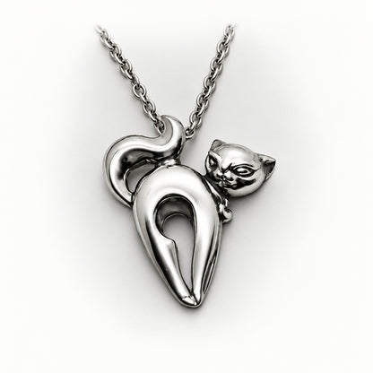 Cat Horny Looking Sterling Silver or Gold Pendant