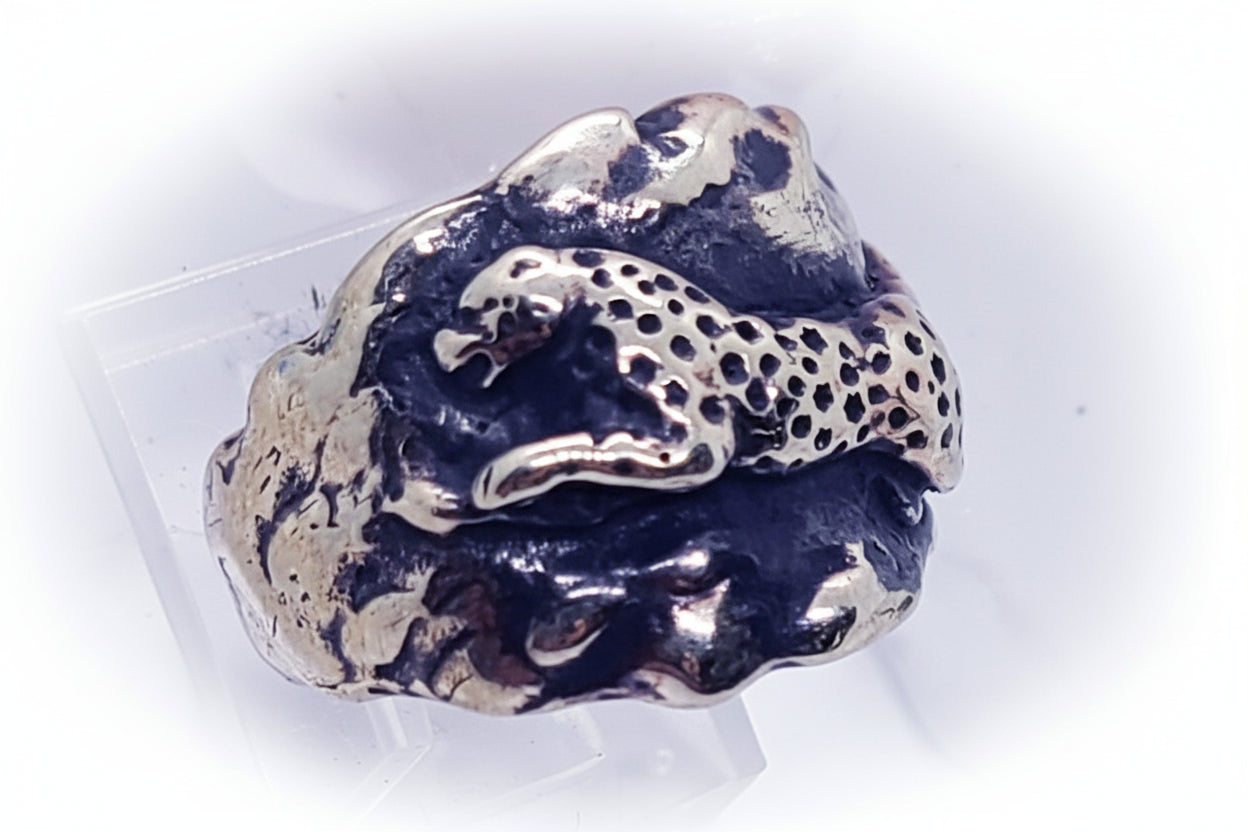 Cheetah Speeding Sterling Silver Ring