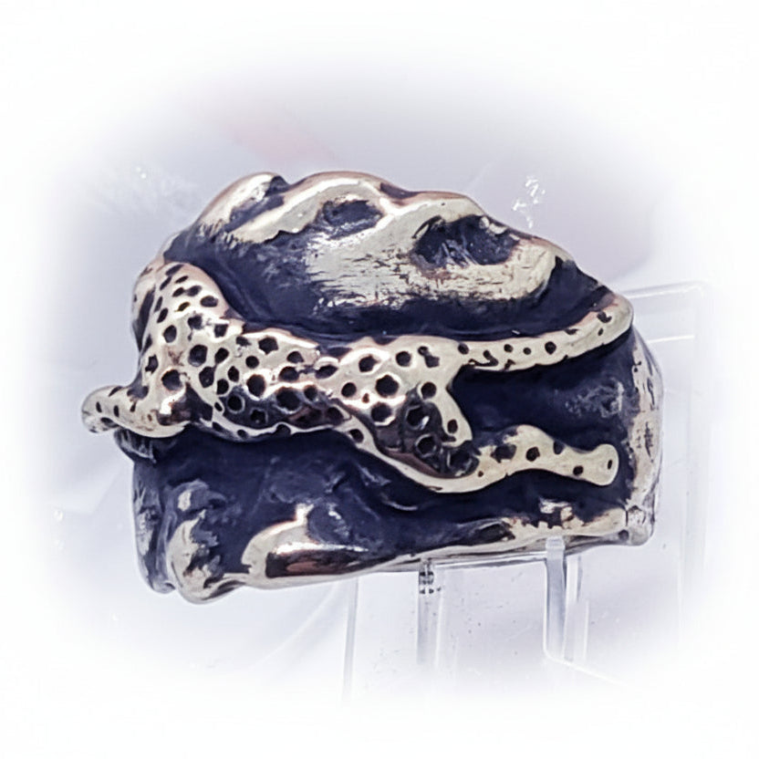 Cheetah Speeding Sterling Silver Ring