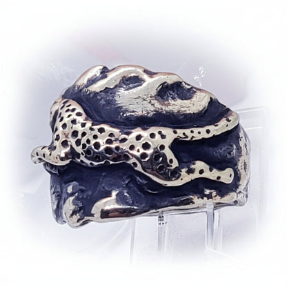 Cheetah Speeding Sterling Silver Ring