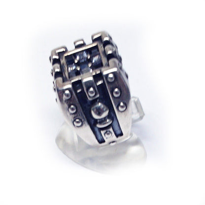 Chess Sterling Silver Ring with black and white Stones