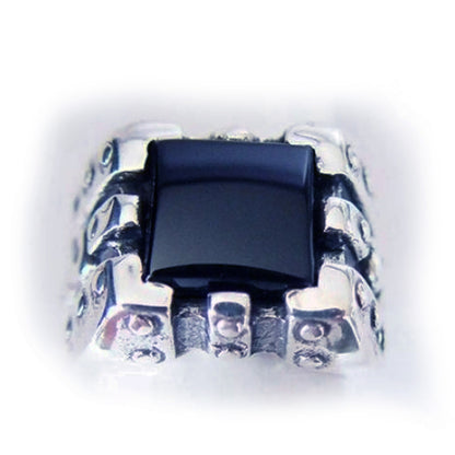 Chess Sterling Silver Ring with Black Onyx Stone