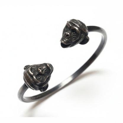 Chimpanzee Head Sterling Silver Bracelet