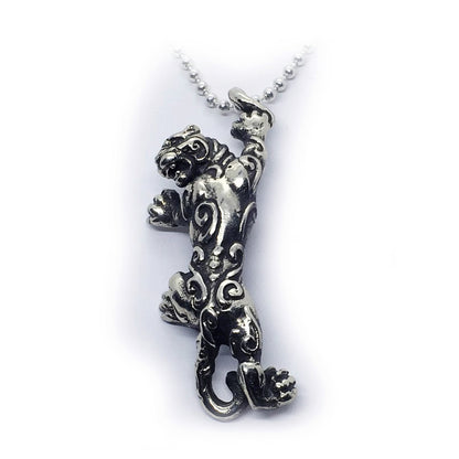 Climbing Jaguar With Designs Sterling Silver Pendant