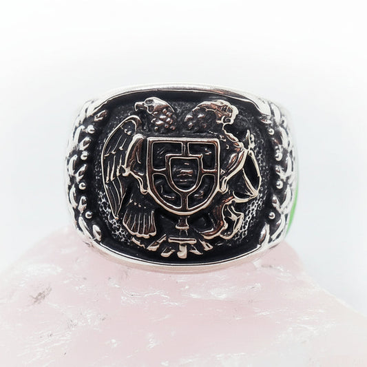 Coat Of Arms of Armenia Silver and Bronze Ring