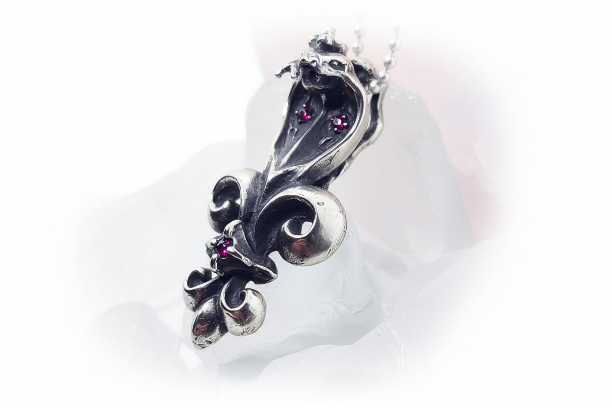 Cobra Fleur-De-Lis with Rubies Pendant V2