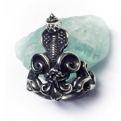 Cobra Sterling Silver Fleur-de-lis Ring with Ruby