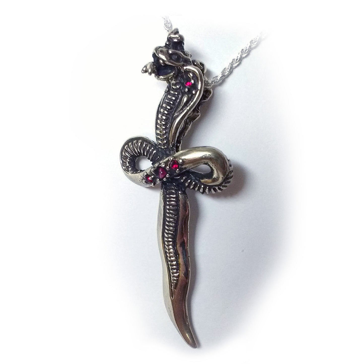 Cobra Sword Dagger Sterling Silver Pendant