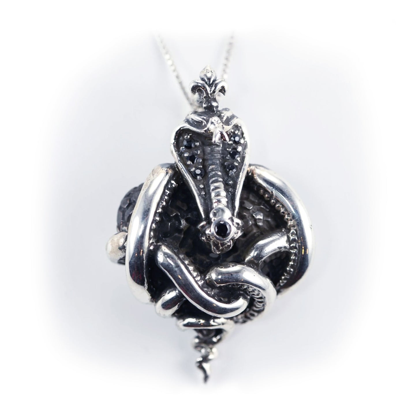 Cobra Wrapping Heart Sterling Silver Pendant