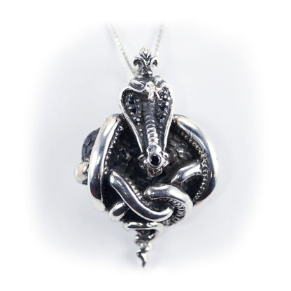 Cobra Wrapping Heart Sterling Silver Pendant