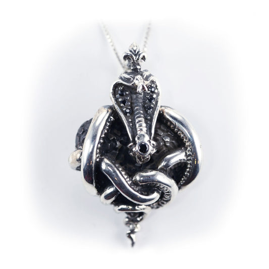 Cobra Wrapping Heart Sterling Silver Pendant