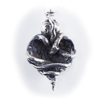 Cobra Wrapping Heart Sterling Silver Pendant