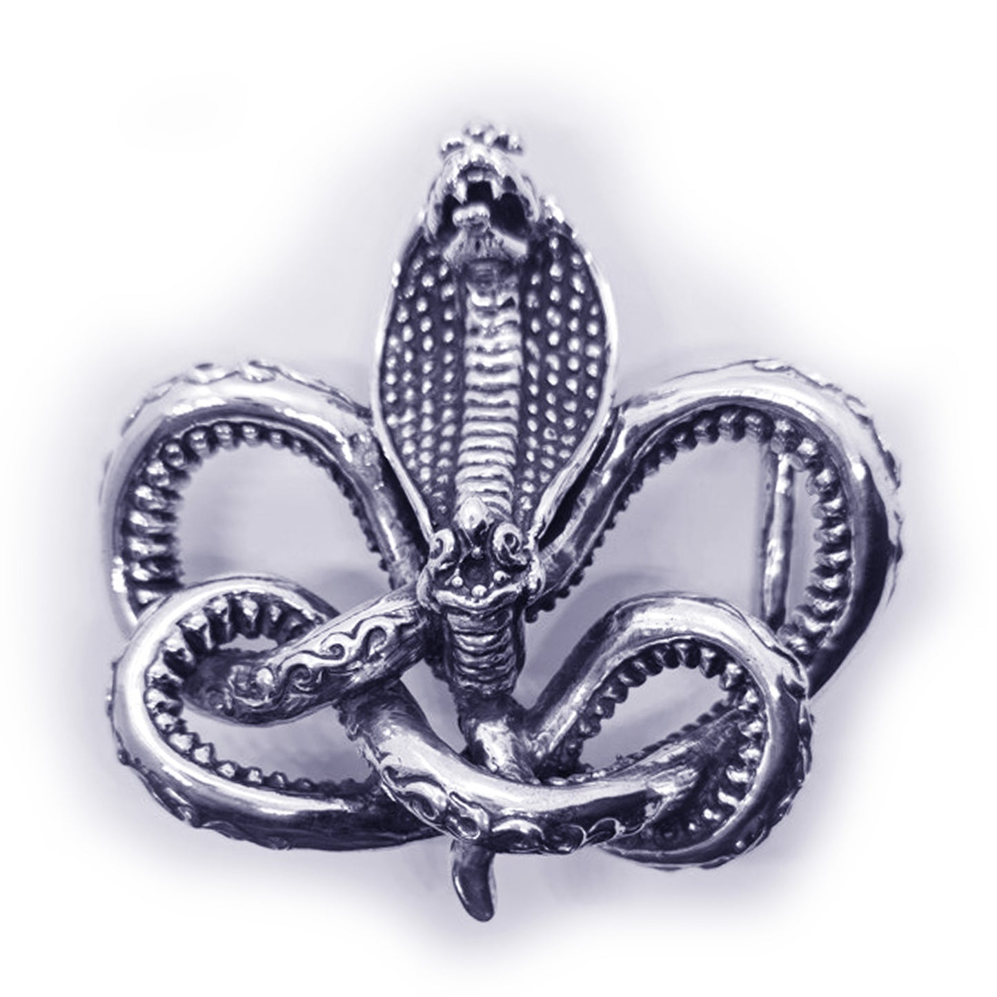 Cobra King Crawling Snake Sterling Silver Belt Buckle