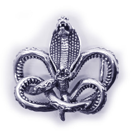 Cobra King Crawling Snake Sterling Silver Belt Buckle