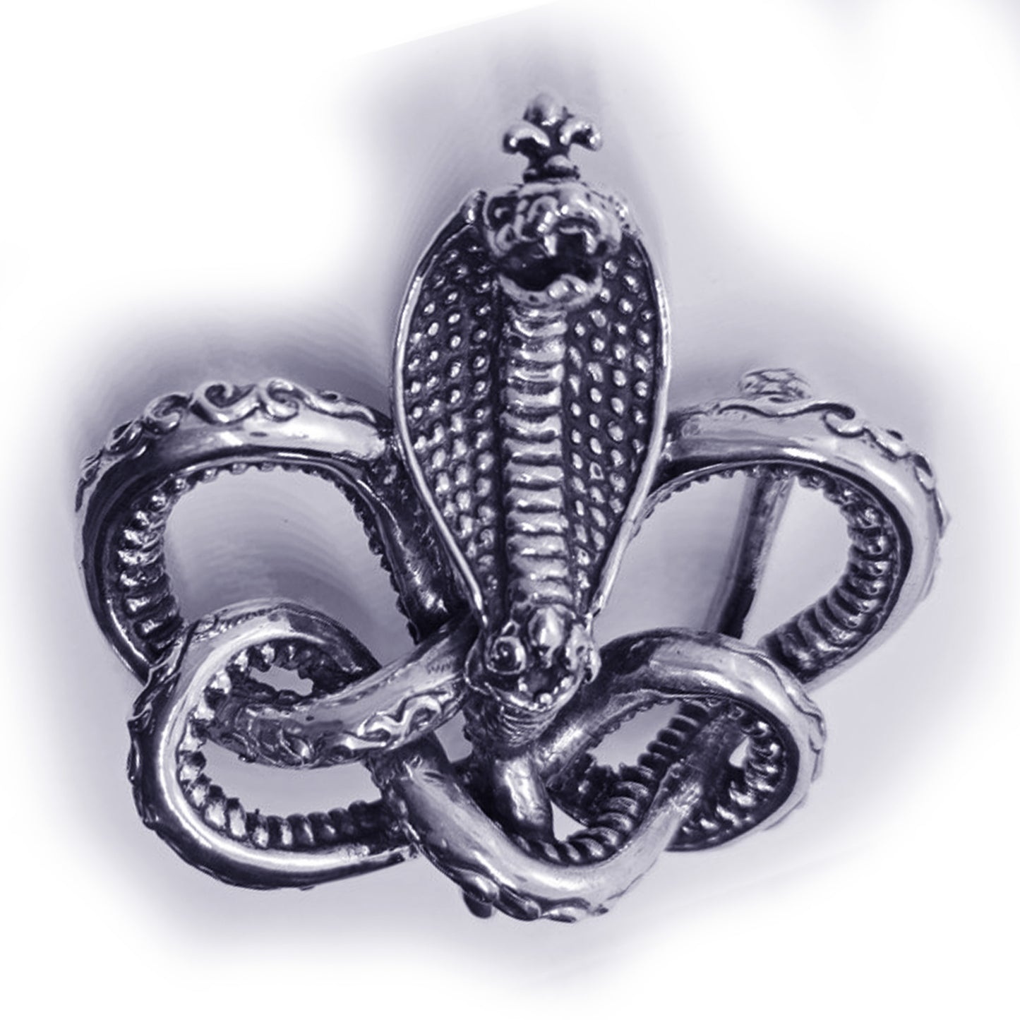 Cobra King Crawling Snake Sterling Silver Belt Buckle