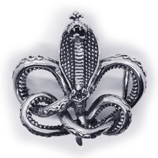 Cobra King Crawling Snake Sterling Silver Belt Buckle