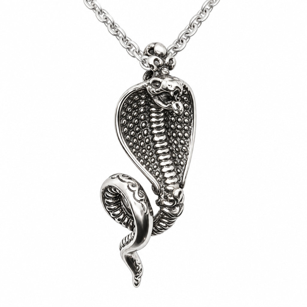 Cobra Wise King Sterling Silver Pendant with Ruby