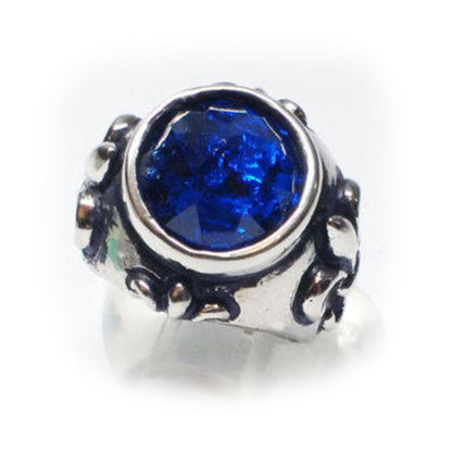 Cone Blue Stone Sterling Silver Ring