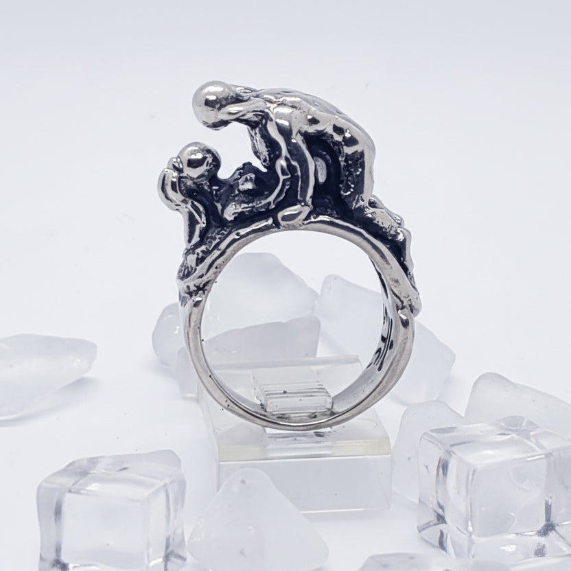 Couple Making Love Sterling Silver Erotic Ring
