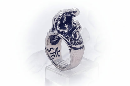 Couple Making Love Sterling Silver Erotic Ring