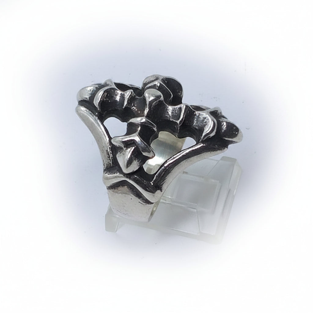 Cross Gotica Sterling Silver Ring with Ruby