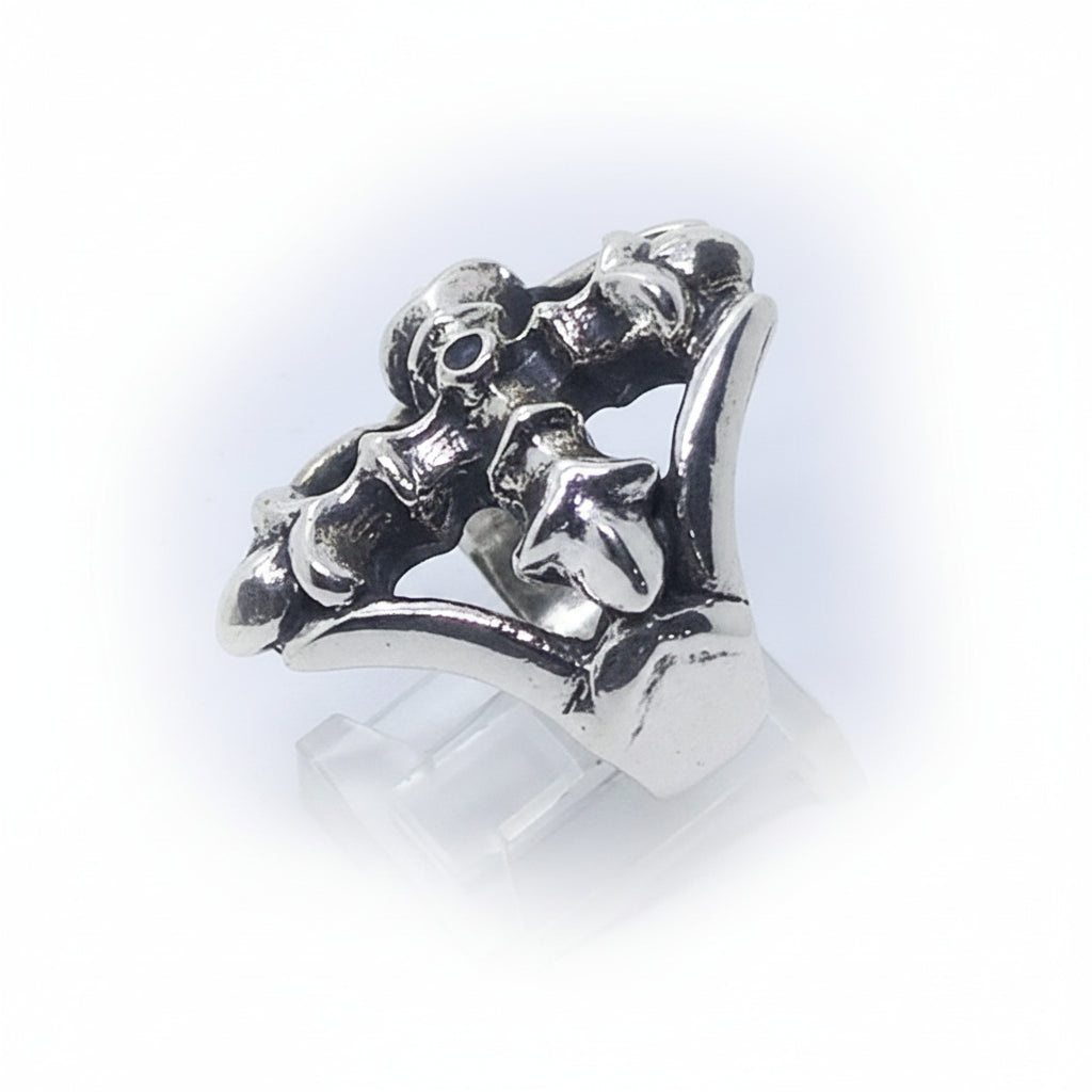 Cross Gotica Sterling Silver Ring with Ruby