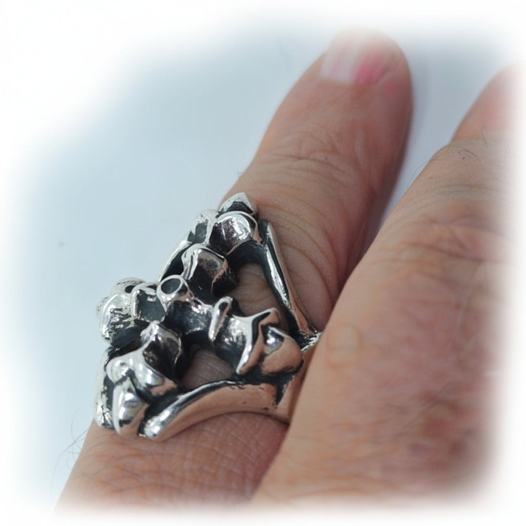 Cross Gotica Sterling Silver Ring with Ruby