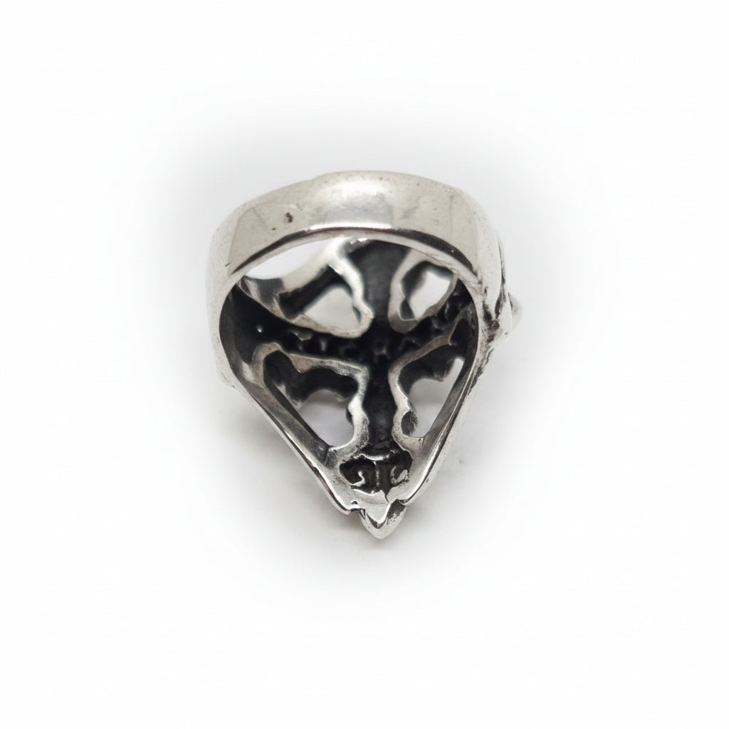 Cross Gotica Sterling Silver Ring with Ruby