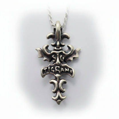 Cross Melodia Sterling Silver Cross Pendant with Ruby