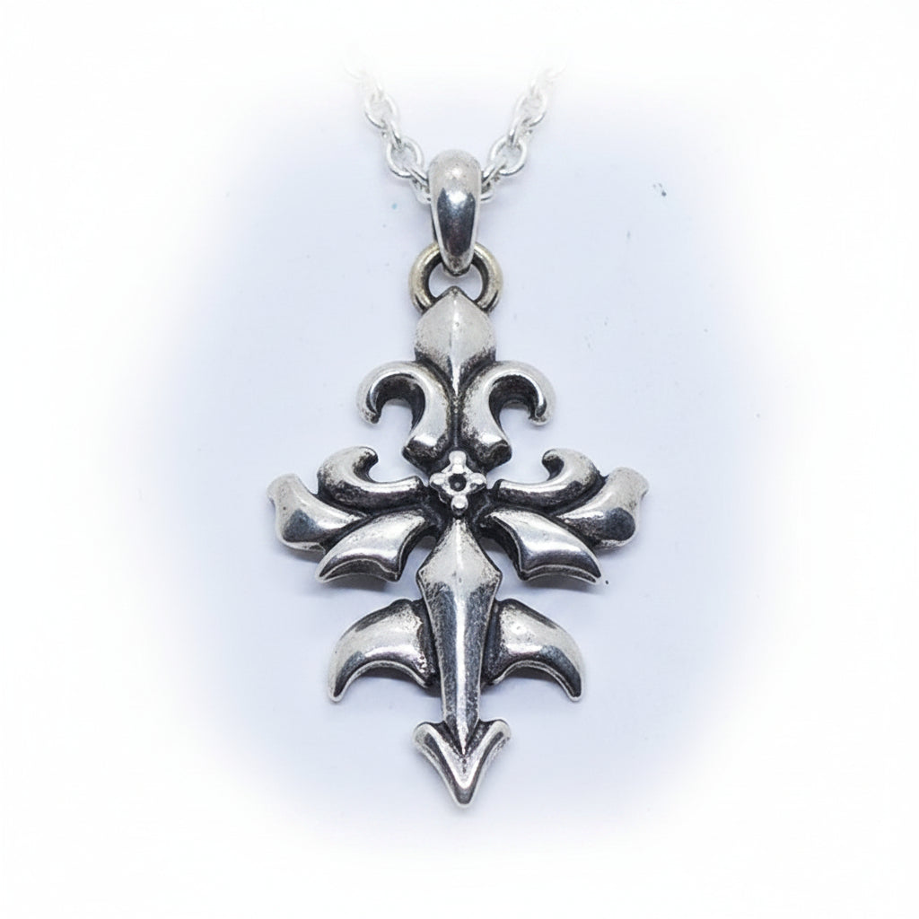 Cross Melody Sterling Silver Cross Pendant V1 with Ruby