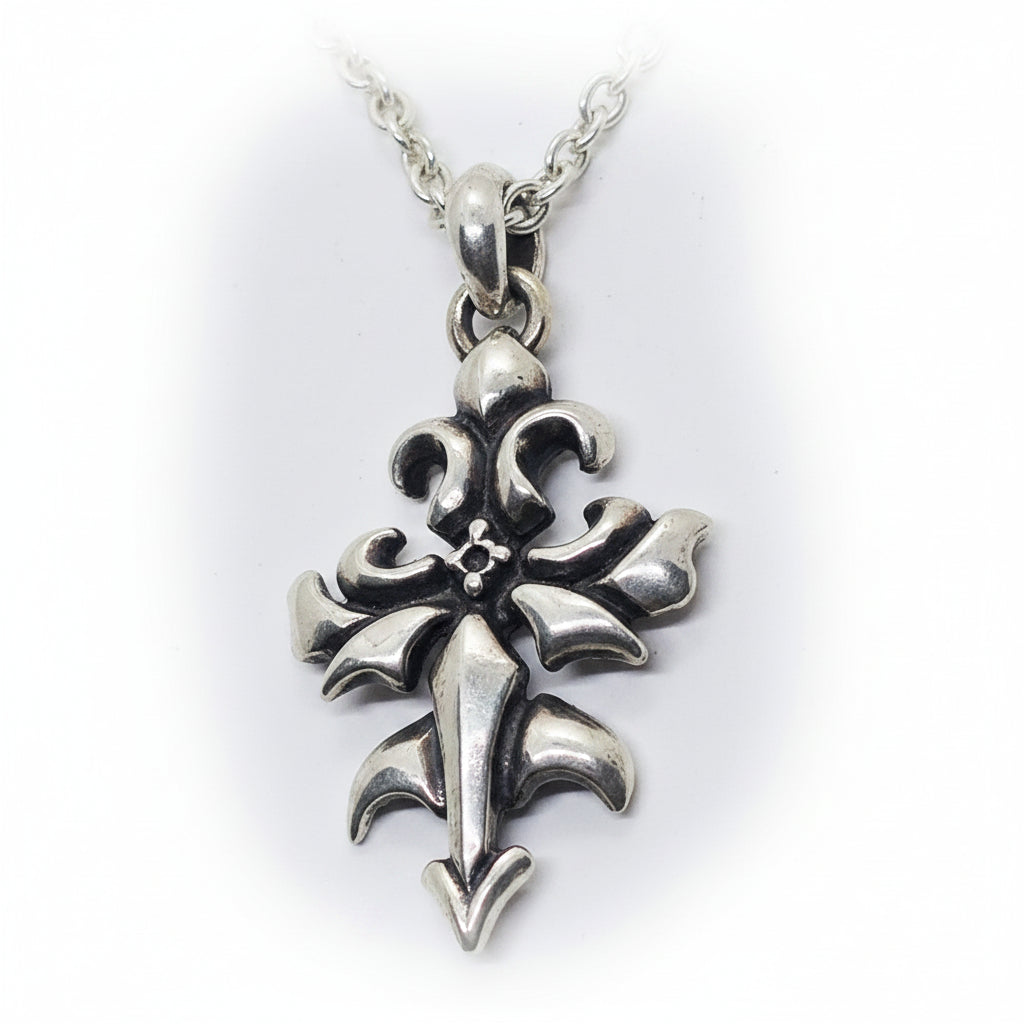 Cross Melody Sterling Silver Cross Pendant V1 with Ruby