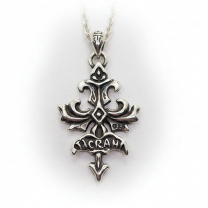Cross Melody Sterling Silver Cross Pendant V1 with Ruby