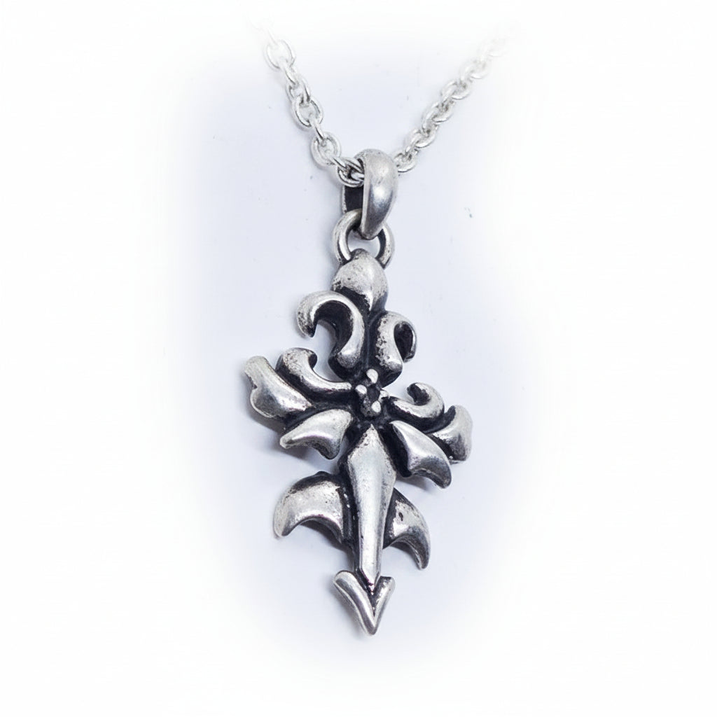 Cross Melody Sterling Silver Cross Pendant V1 with Ruby