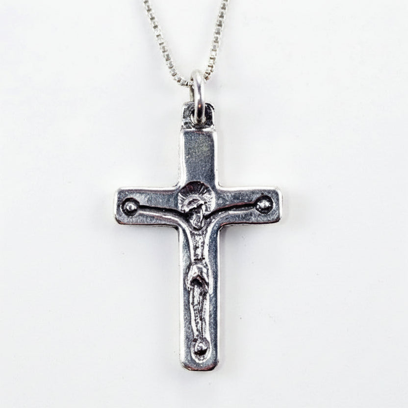 Cross With Jesus Sterling Silver Pendant