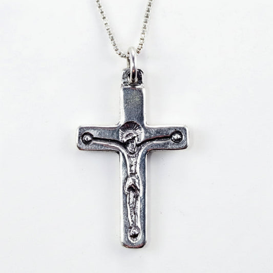 Cross With Jesus Sterling Silver Pendant