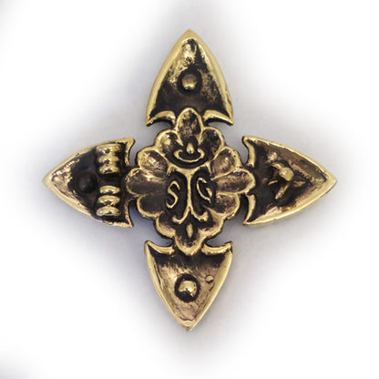 Cross Blossom Brass Belt Buckle with Stone