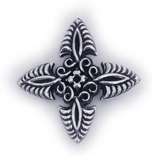 Cross Blossom Sterling Silver Belt Buckle with Stone