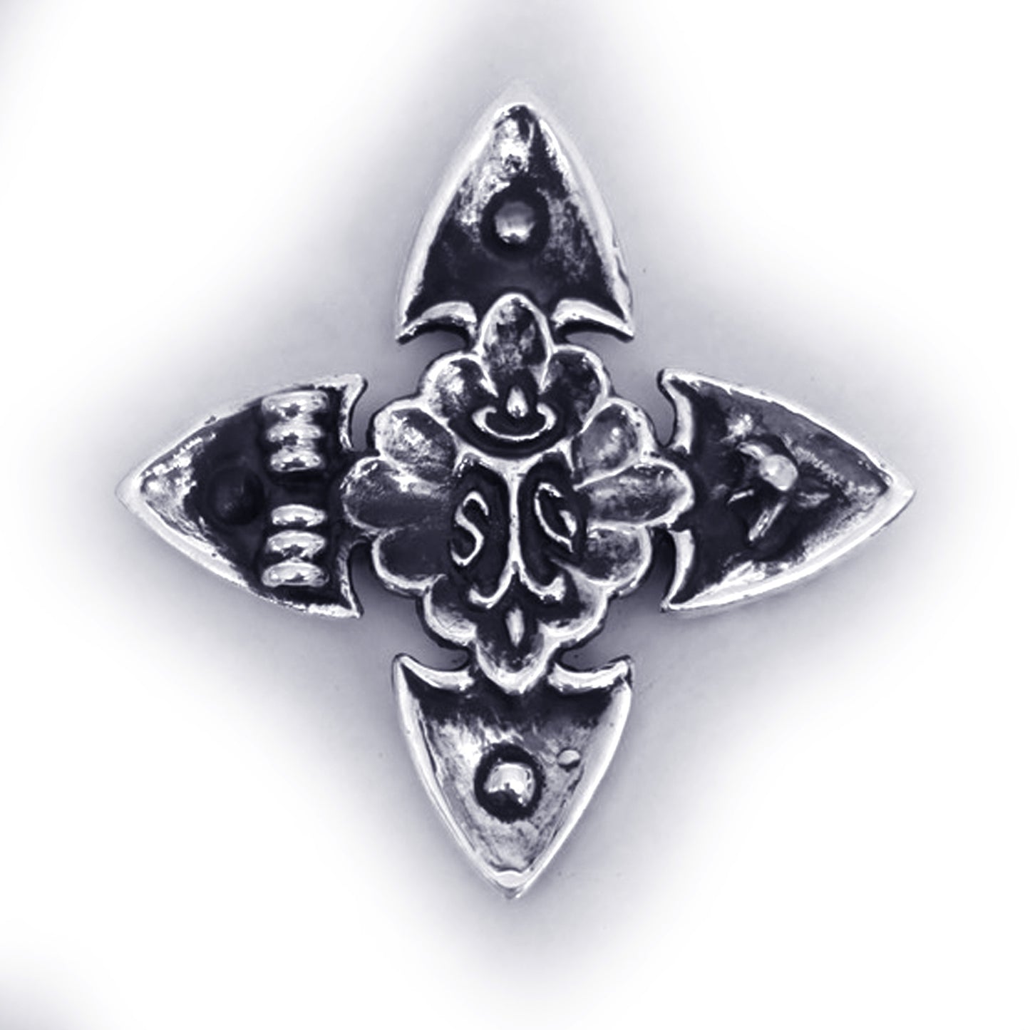 Cross Blossom Sterling Silver Belt Buckle with Stone