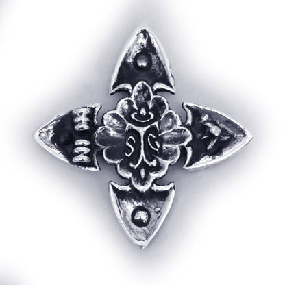 Cross Blossom Sterling Silver Belt Buckle with Stone