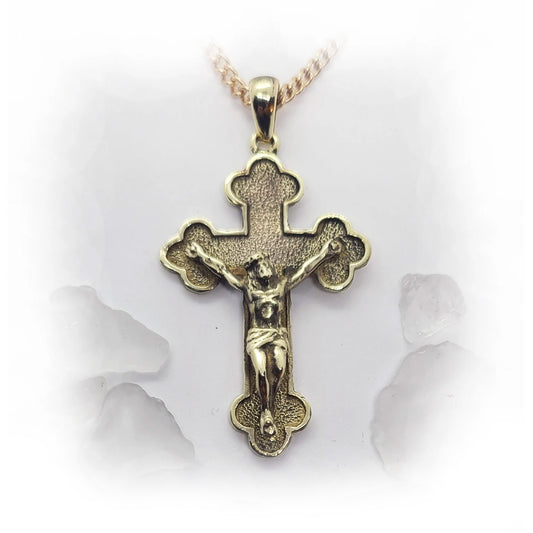 Cross in Clouds with Jesus Christ 18 karat Gold Pendant